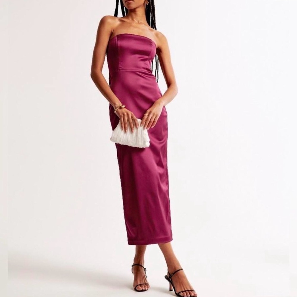 A&F Satin Sculpt Midi Dress